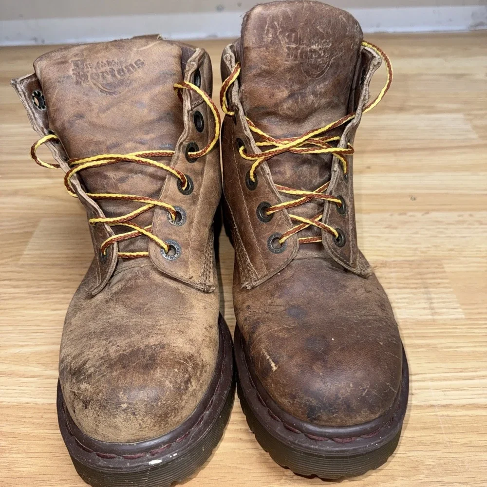 VTG Dr Martens 8283 Made In England Brown Leather Chunky Doc Martins Sz. 5